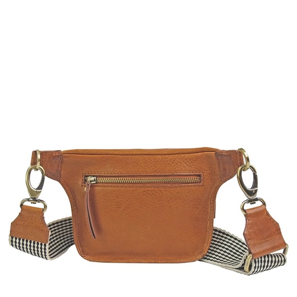 COPY - OH MY BAG FANNY PACK | Beck's Bum Bag - Cognac Checkered Stromboli Leath… - Picture 11 of 13